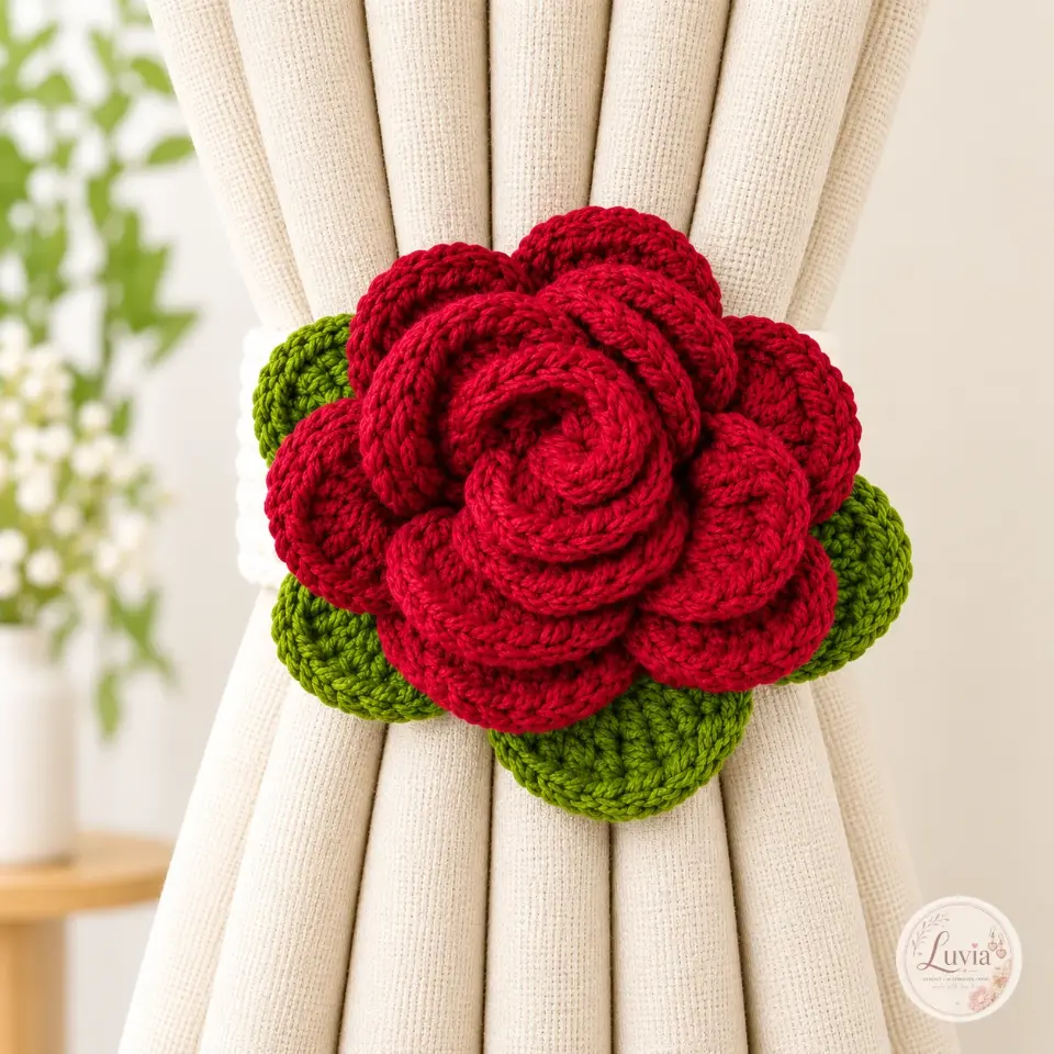 Red Rose Curtain Tieback