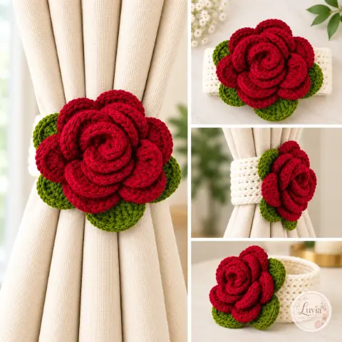 Red Rose Curtain Tieback — Crimson Rose, photo 2