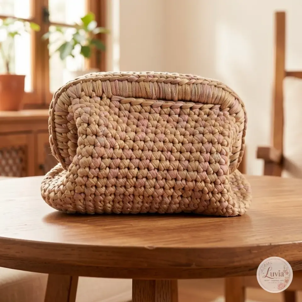 Chunky Crochet Dumpling Clutch Bag